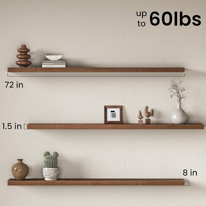 Fun Memories 72Inch Long Floating Shelves, 8 Inch Deep Shelves - Image 3