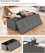 GLAXYFUR 43.3 inches Folding Storage Ottoman Bench Storage Chest Footrest - Image 4