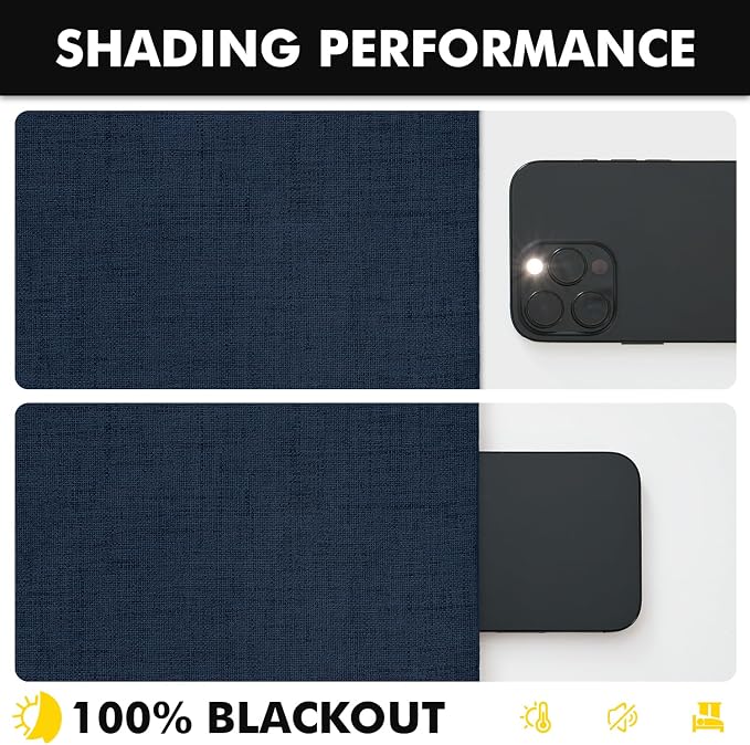 MIULEE 100% Blackout Linen Curtains 42 x 84 Inch Midnight Blue 2 Panels | - Image 7
