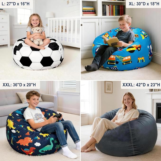 Lukeight Burrito Stuffed Animals Storage Bean Bag Chair Cover - Image 4
