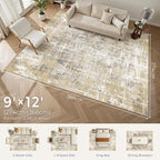 DMOYEST Area Rug Living Room Rugs 9x12 Washable Abstract Carpet | Neutral - Image 2