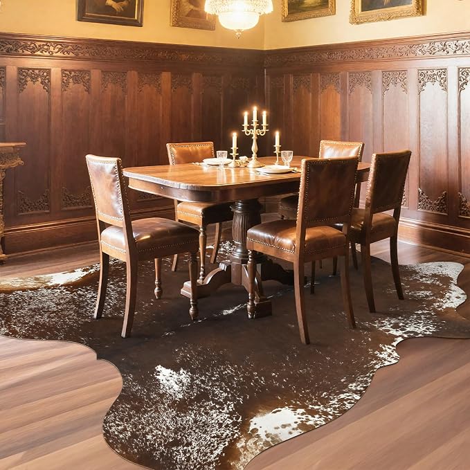 Faux Cowhide Rug, Animal Cow Hide Rug, 6.2 x 5.2 Ft Spotted Brown | Premium - Image 4