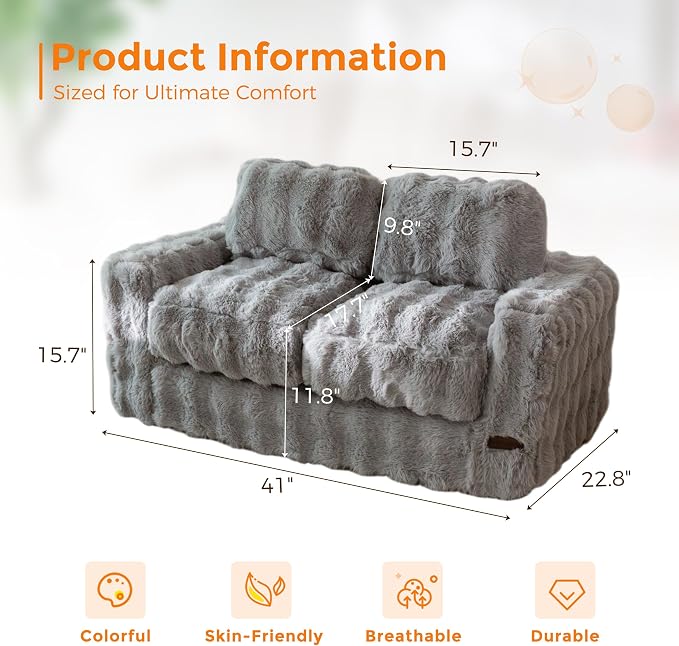 MAXYOYO Extra Wide Kids Bean Bag Chair, Comfy Bubble Fabric Bean Bag Sofa - Image 2
