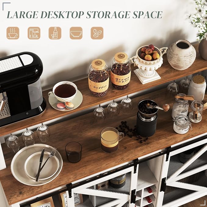 HOMCOM Farmhouse Coffee Bar Cabinet - Image 8