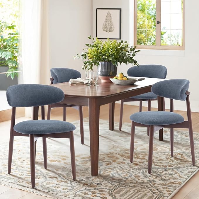 COLAMY Wooden Dining Chairs Set of 2, Modern Fabric Upholstered Dining Room - Image 8