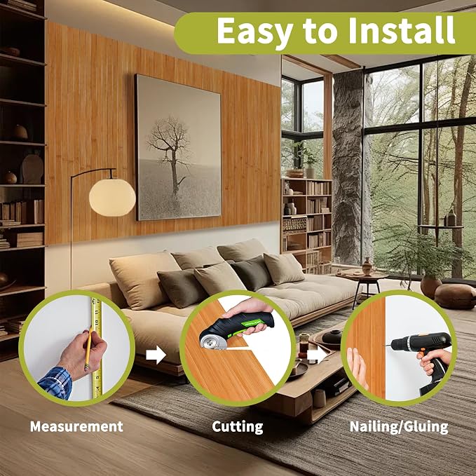 Natural Bamboo Wall Panel 48 x 94.5 Inch, Renewable Pole Wrap Bamboo - Image 5