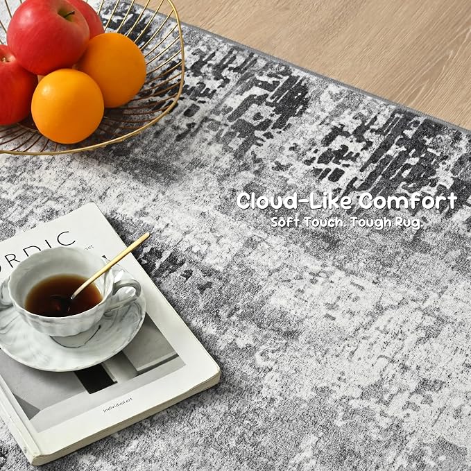 2x10 Grey Rug Runners for Hallways Kitchen Runner Rug Non Slip Washable Black - Image 6