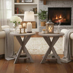 Set of 2 Farmhouse Cross Leg end Table, French Country Accent Side Table - Image 2