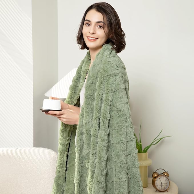 Aganear Fleece Throw Blanket for Bed Couch 90"x108" Sage Green | Lightweight - Image 8