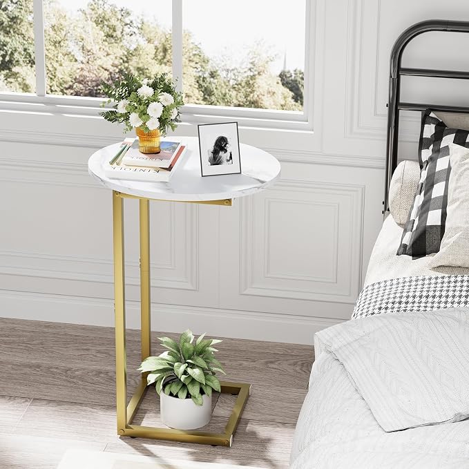 C Shaped End Table, Oval Couch Side Tables - Image 6