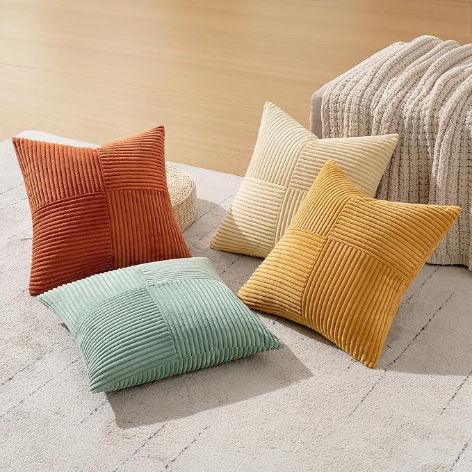 MIULEE Fall Teal-Orange Decorative Throw Pillow Covers 16x16 Inch Set of 4 Boho - Image 3