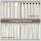 Pitalk 48 Inch Curtains for Cafe Kitchen Cream Linen Semi Sheer Short Curtains - Image 5