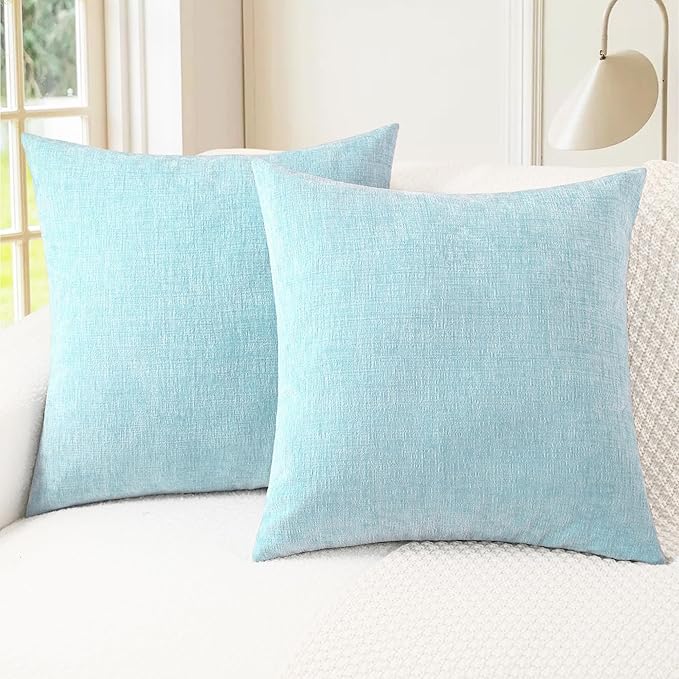 CaliTime Decorative Throw Pillow Covers 18 X 18 Inches Light Blue Grey | Pack by CaliTime