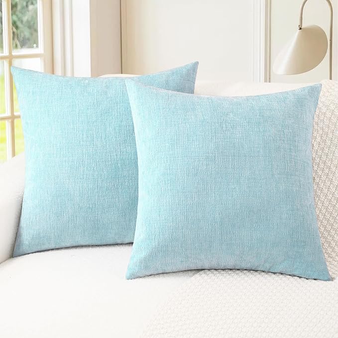 CaliTime Decorative Throw Pillow Covers 16 X 16 Inches Light Blue Grey | Pack by CaliTime