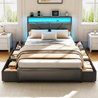 OURPIC Full Size Bed Frame, 2-Tier Storage Headboard & 6 Fabric Drawers - Image 5