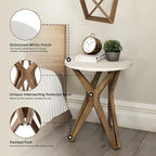 Pedestal Farmhouse End Table Set of 2, Distressed Top - Image 4