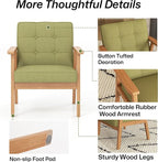Modern Accent Chair with Arm Rest Set of 2, Upholstered Linen Fabric Leisure - Image 8