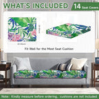 CALBODE 14 Pcs Stretch Sofa Chair Seat Cushion Covers, Tropical Plant | Washable - Image 2