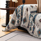 VClife Bohemian Couch Cover, Vintage Moroccan Tribal Geometric Chenille Couch - Image 4