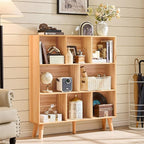 LEYAOYAO Wooden 8 Cube Book Shelf, Natural 3 Tier Bookshelf - Image 3