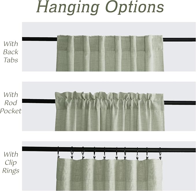 RYB HOME Farmhouse Boho Linen Sheer Curtains 90 inches Long - Image 4