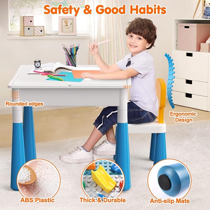 arscniek Toddlers Activity Table 7 in 1 Kids Activity Tables and 4 Chairs - Image 6
