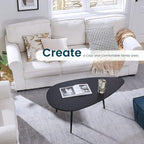 SAYGOER Black Small Coffee Table Modern Oval Coffee Tables Retro Center Table - Image 5