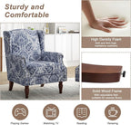 Pia Ricco Set of 2 Floral Accent Chairs, High Back Upholstered Armchairs - Image 4
