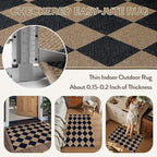 Lahome Checkered Easy Jute Front Door Mat, 2x3 Kitchen Outdoor Rug Washable | - Image 5