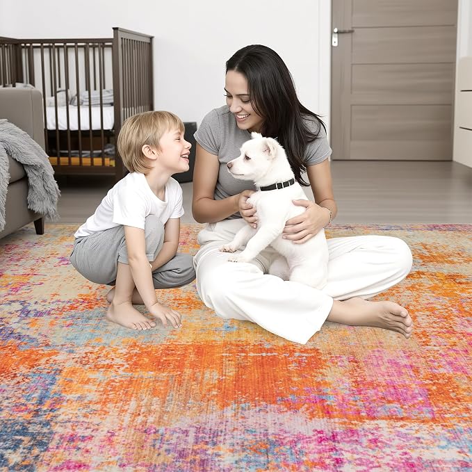 3x8 Washable Runner Rug：Modern Abstract Soft Carpet Galaxy Haze | - Image 2