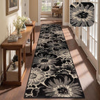 Findosom Hallway Runner Rug 2x10, Non Slip High-Low Textured Floral Washable by Findosom