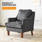 VINGLI Black Accent Chairs Set of 2, Mid Century Modern Chairs, Upholstered - Image 3