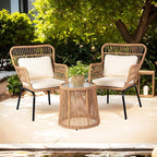 3 Piece Outdoor Wicker Furniture Bistro Set, Rattan Chairs Conversation Sets - Image 7