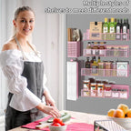 Magnetic Spice Rack for Refrigerator, 6 Pack Metal Magnetic Shelf Pink - Image 6