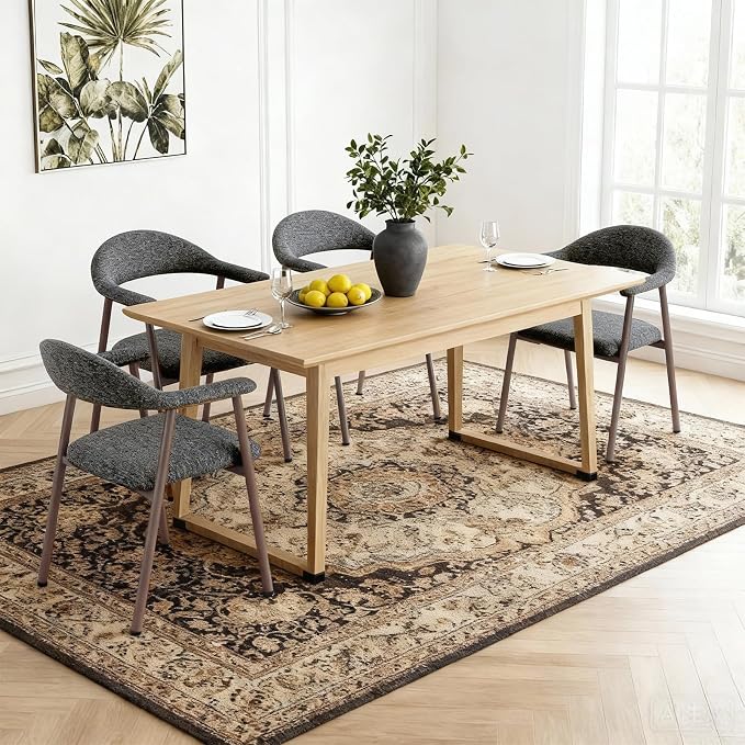 DUMOS Dining Chairs Set of 2, Linen Fabric Upholstered Kitchen Side Chairs - Image 7