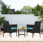 FDW 3 Piece Outdoor Furniture Set Patio Wicker Chairs Furniture Bistro - Image 7