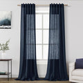Navy Blue Linen Textured 96 Inch Curtains 2 Panel Set Back Tab Rod Pocket Semi by Nanspring