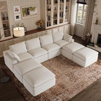 Novilla 133.8" Modular Cloud Couch, Modern Sectional Sofa by Novilla