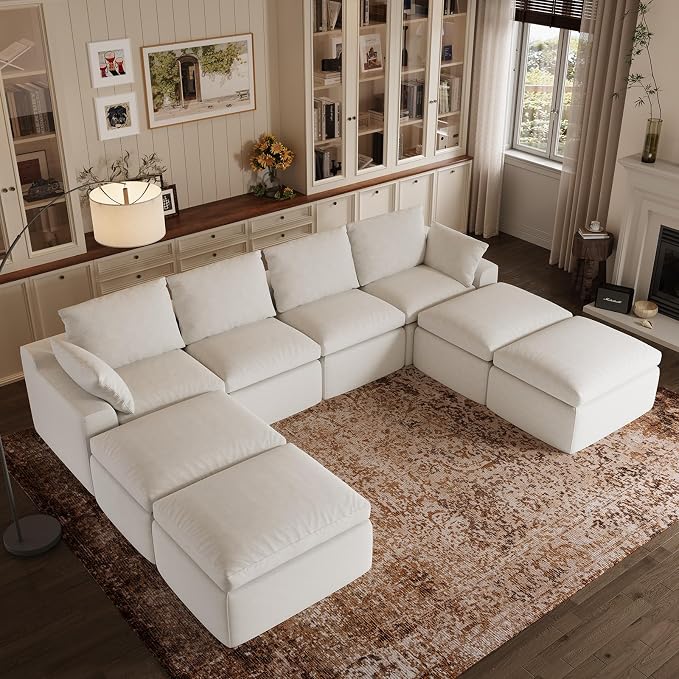 Novilla 133.8" Modular Cloud Couch, Modern Sectional Sofa by Novilla
