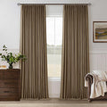 Dutch Cocoa Pleated Linen Blackout Curtains 102 Inches Long by Twodrapes