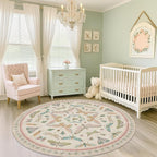 Pink Cute Butterfly 6ft Round Soft Rugs by HazoHaus