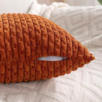 Set of 4 Burnt Orange Decorative Throw Pillow Covers 26x26 Inch Corduroy Pillow - Image 4
