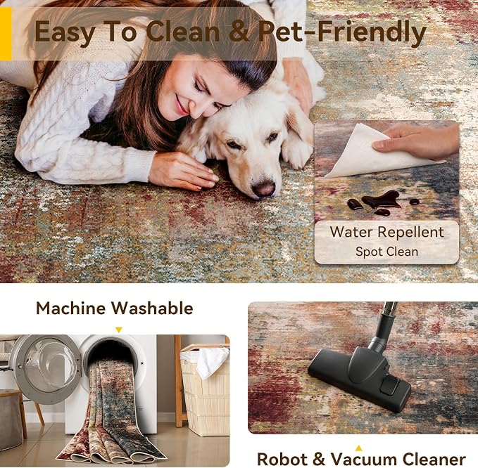 RELEANY Washable Runner 2'x6' Abstract Area Rug - Image 6