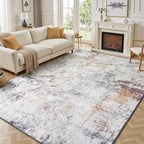 Rugflix 8x10 Area Rugs for Living Room, Washable Beige Grey Large Rug | Machine - Image 9