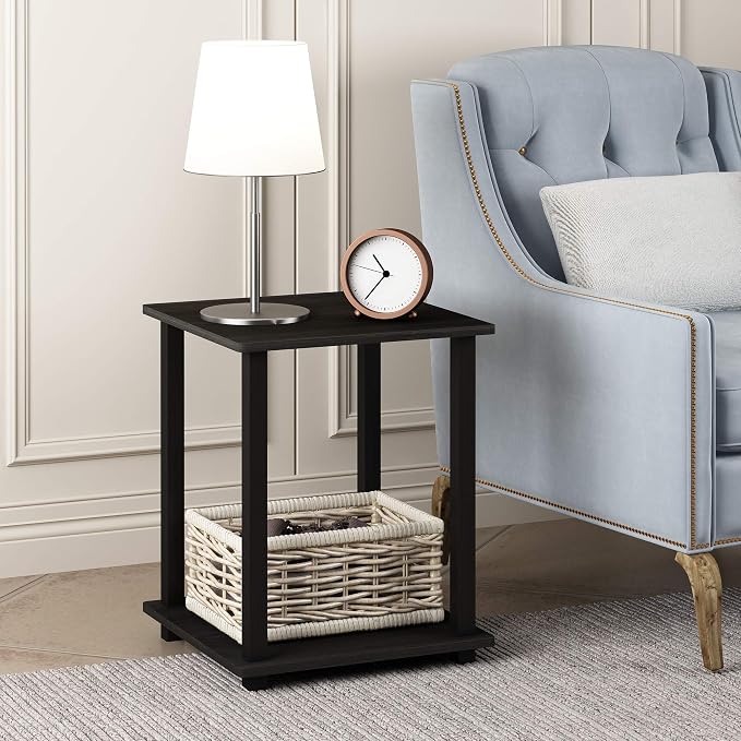 Furinno SIMPLISTIC Side Table Set of 2, 2-Tier Square Modern End Table - Image 2