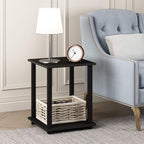 Furinno SIMPLISTIC Side Table Set of 2, 2-Tier Square Modern End Table - Image 2