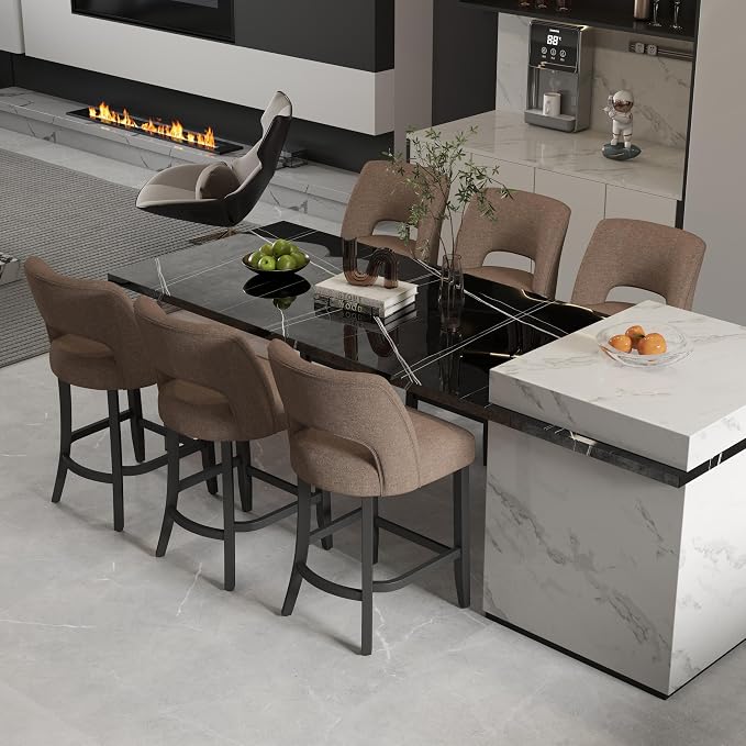 VKNOW Bar Stools Set of 6, Modern Counter Stools - Image 3