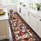 Black Brown Floral Hallway Runner Rug 2'6''x14' - Image 4