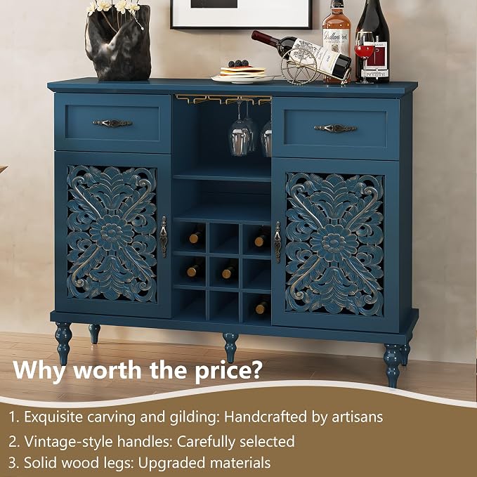 ARTPOWER 47.2" Vintage Wine Bar Cabinet - Image 3