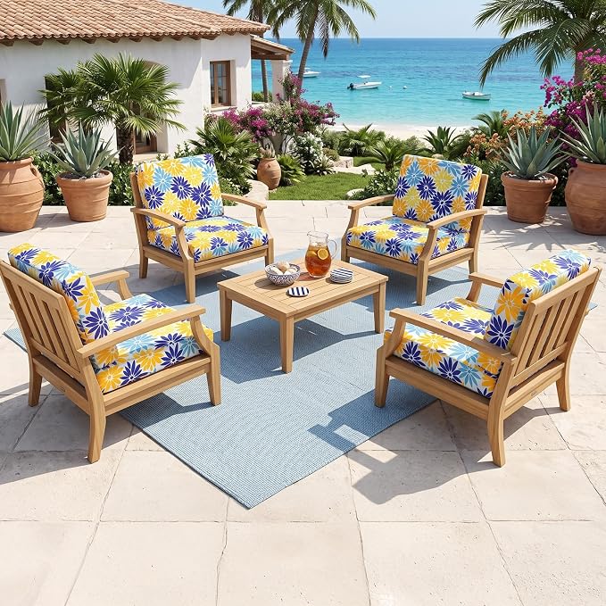 8Pcs Patio Cushion Covers Stretch Outdoor Furniture Protector Slipcovers | - Image 6